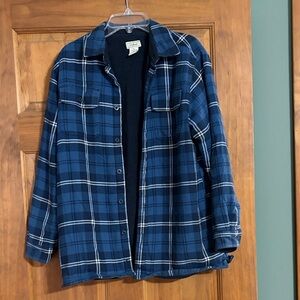 L.L. Bean Navy Fleece Lined Flannel